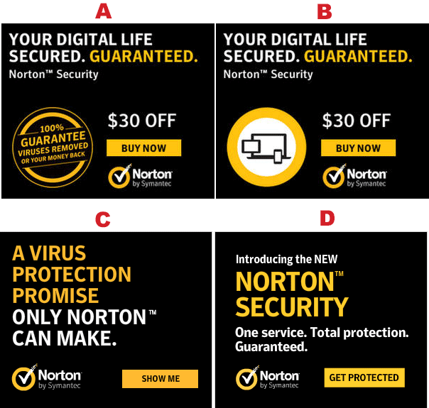 Four types of Norton ads copy examples
