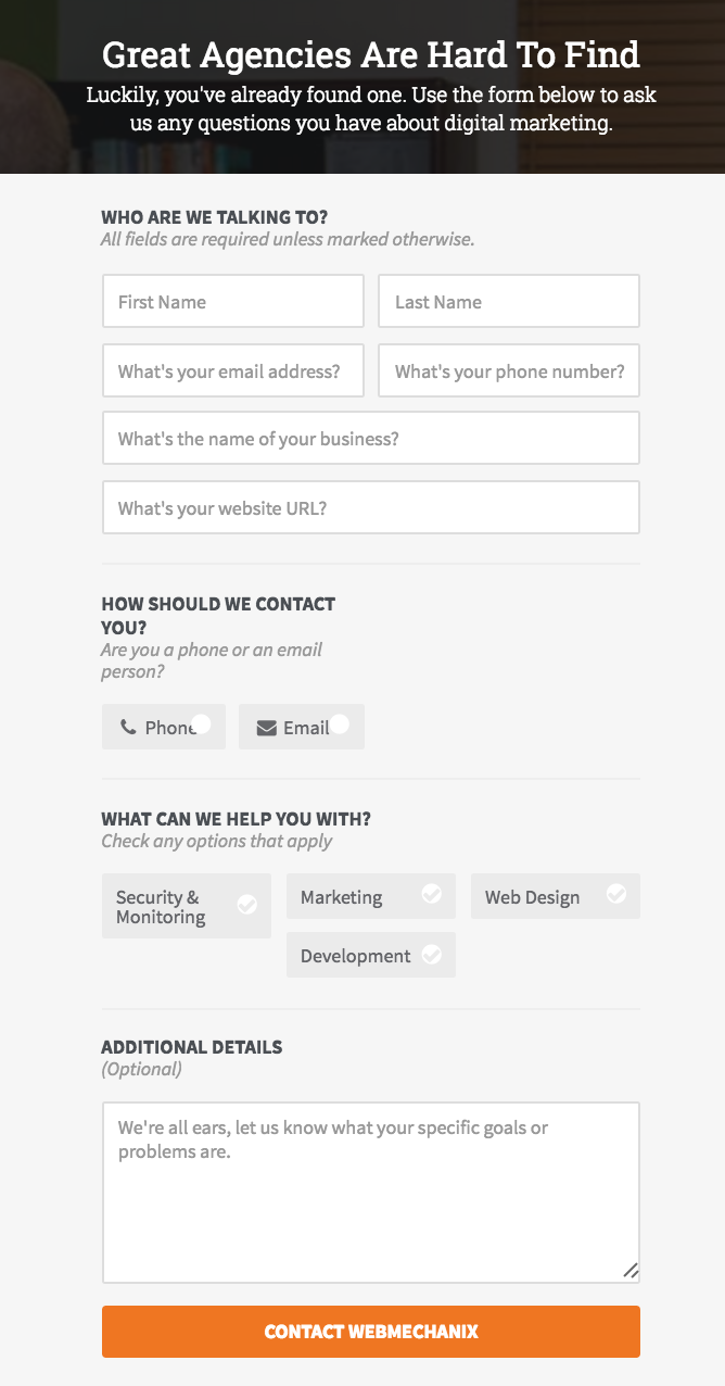 Contact Form Expectations Set