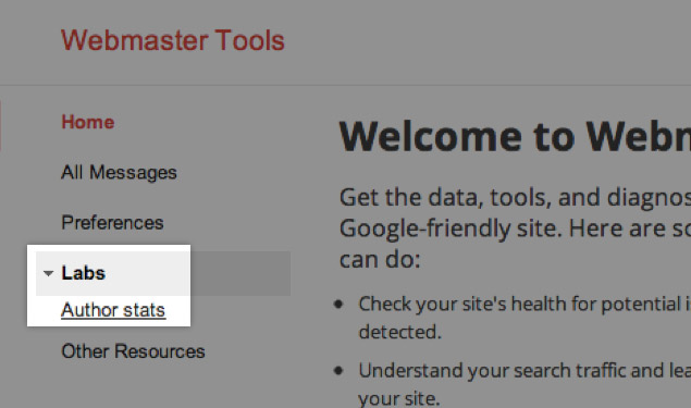 Access author stats in Webmaster tools