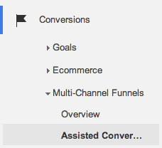Assisted conversion report for multi-channel funnels