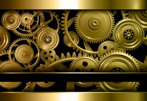 Beautiful golden gears representing automated workflows in action