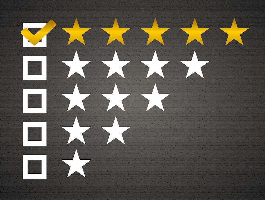 Excellent customer service symbolized as a coveted five star review.
