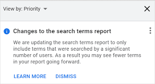 Google Search Term report update
