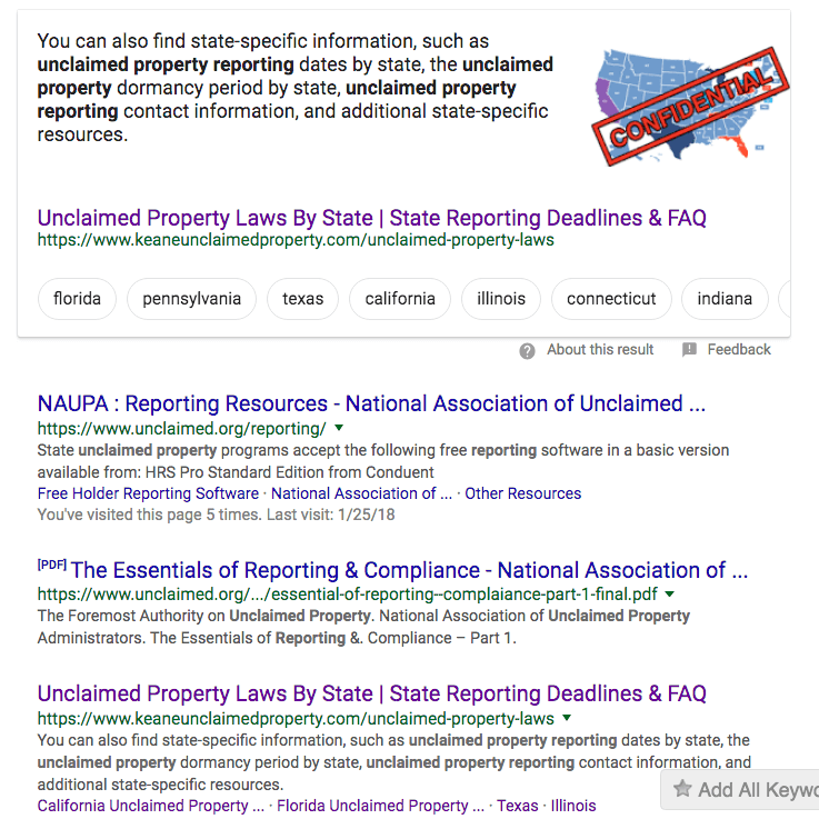 Featured Snippets SERP example