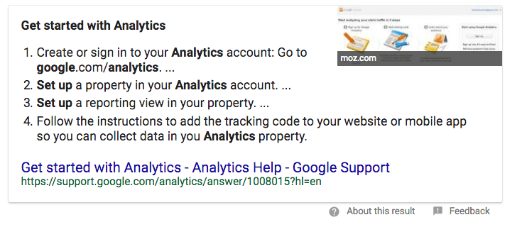 Numbered Lists SERP feature example