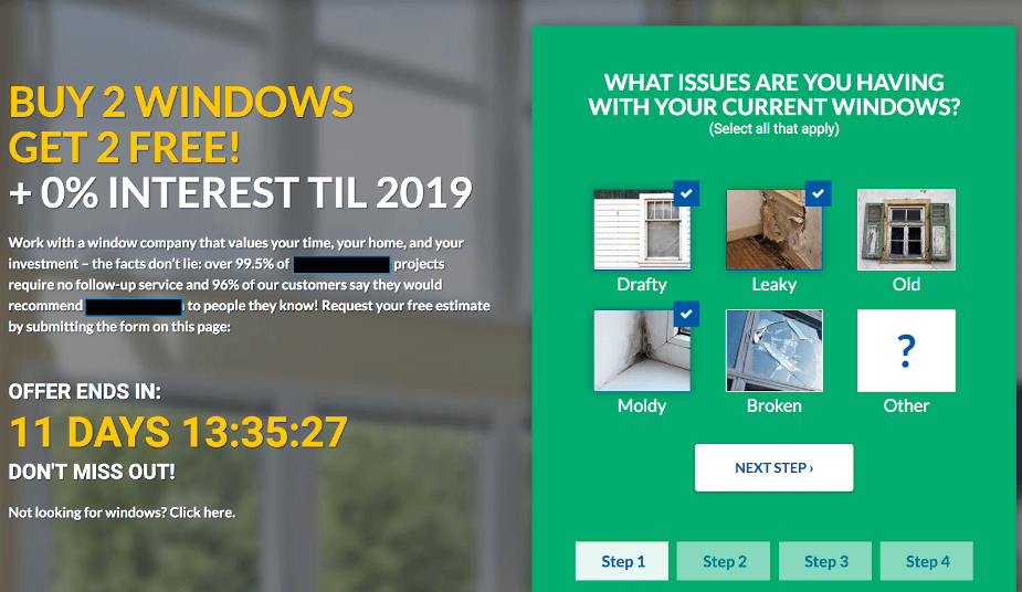 New wizard quiz landing page for window contractor