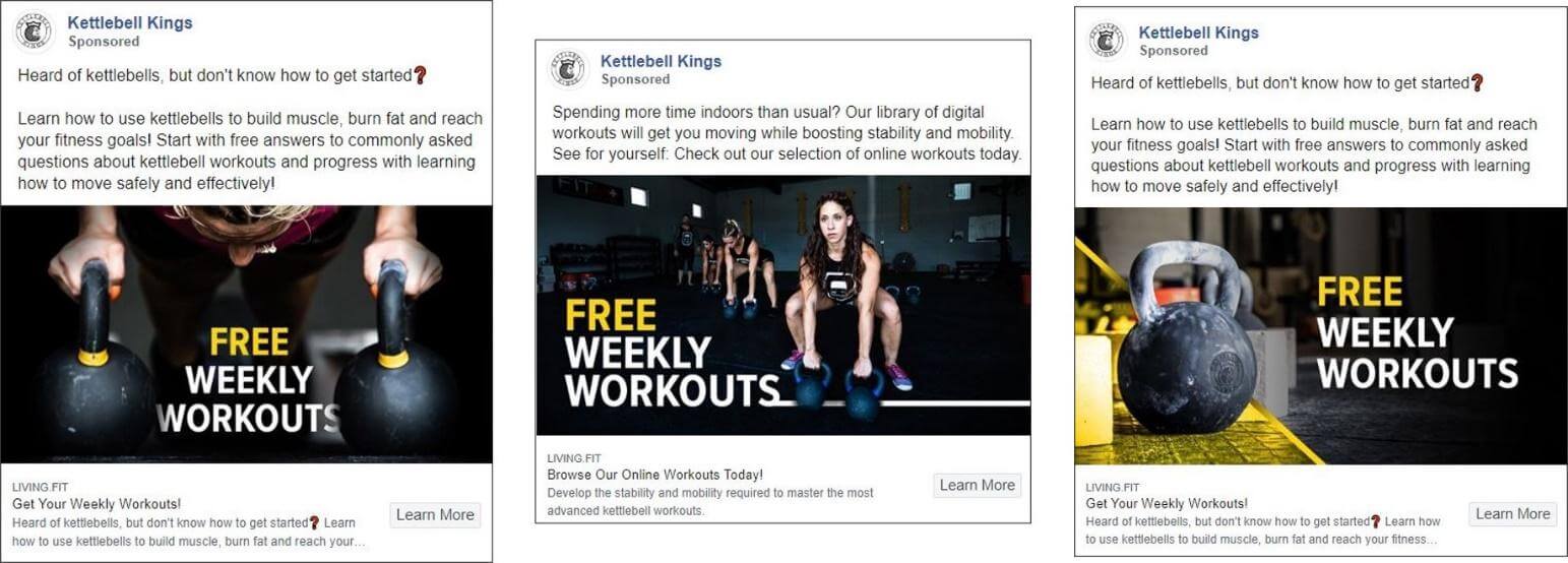 Kettlebell Kings Facebook Ad Examples