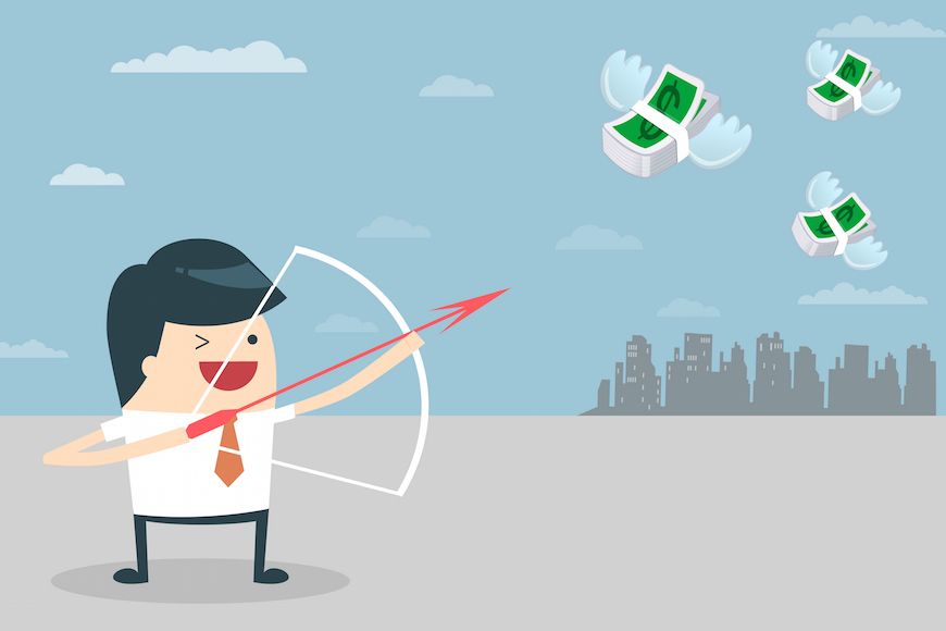 Smarter lead management depicted as a small business salesman targeting high quality leads with a bow and arrow.