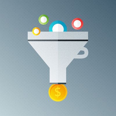 Funnel symbolizing marketing and sales lead funnel.