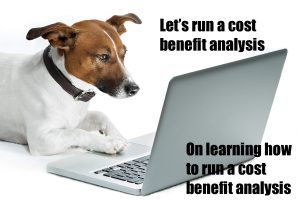 Dog running cost benefit analysis for responsive website.