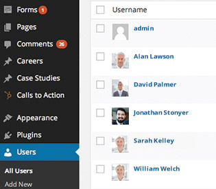 User management in WordPress for authorship